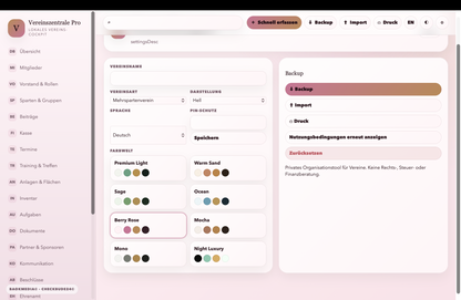 Vereinszentrale Pro HTML-App, Vereinsverwaltung offline, Mitglieder Beiträge Termine Kasse Dokumente Dashboard
